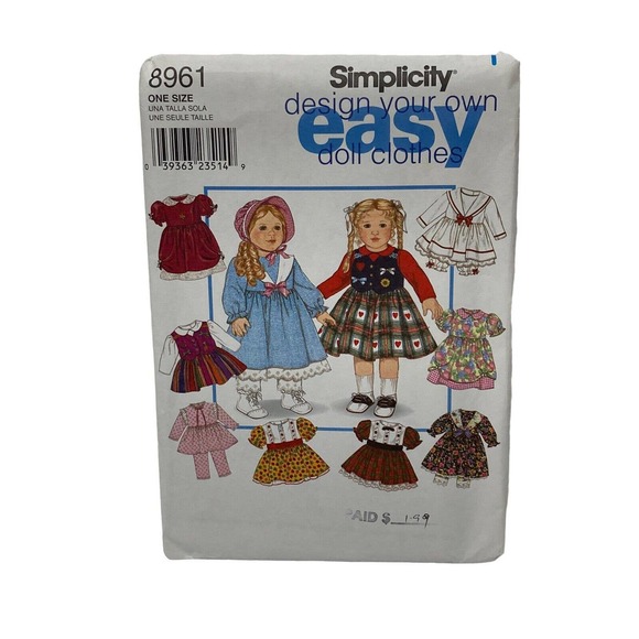 Simplicity Office Simplicity 896 Pattern Design Your Own Doll